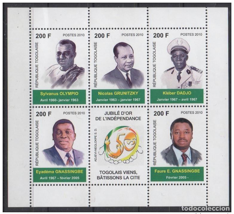 Selos: Togo 2010 - mayo. Bloque de hojas recuerdo Bl. 529 50 a&ntilde;os independencia &iexcl;&iexcl;&iexcl;raro!!!