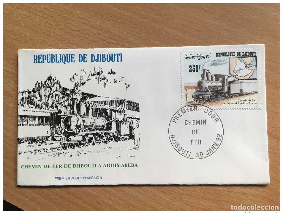 Sellos: Yibuti 1992 FDC Railway Addis Abeba Etiop&iacute;a Locomotora de vapor Mi. 564