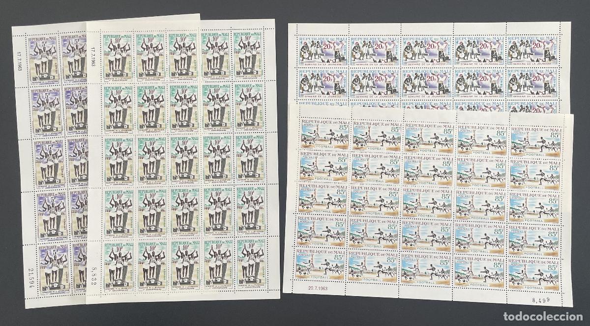 Timbres: Mali 1963 YT 50-53 bloque semana juventud f&uacute;tbol deporte
