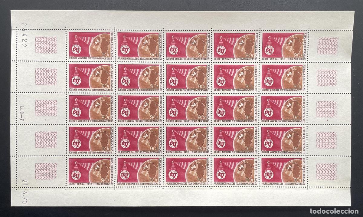 Stamps: Mali 1970 YT 137 bloque d&iacute;a mundial telecomunicaciones UIT sat&eacute;lite