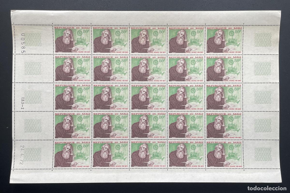 Stamps: Mali 1972 YT 171 bloque Samuel Morse tel&eacute;grafo telecomunicaciones