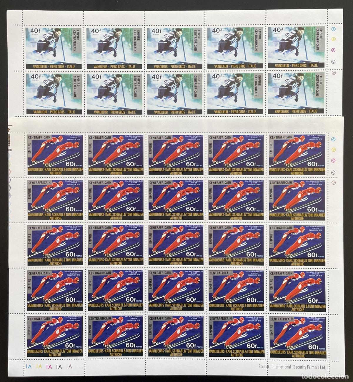 Sellos: Tabl&oacute;n centroafricano 1977 YT 297-298 sobrecargado Juegos Ol&iacute;mpicos de Invierno Innsbruck