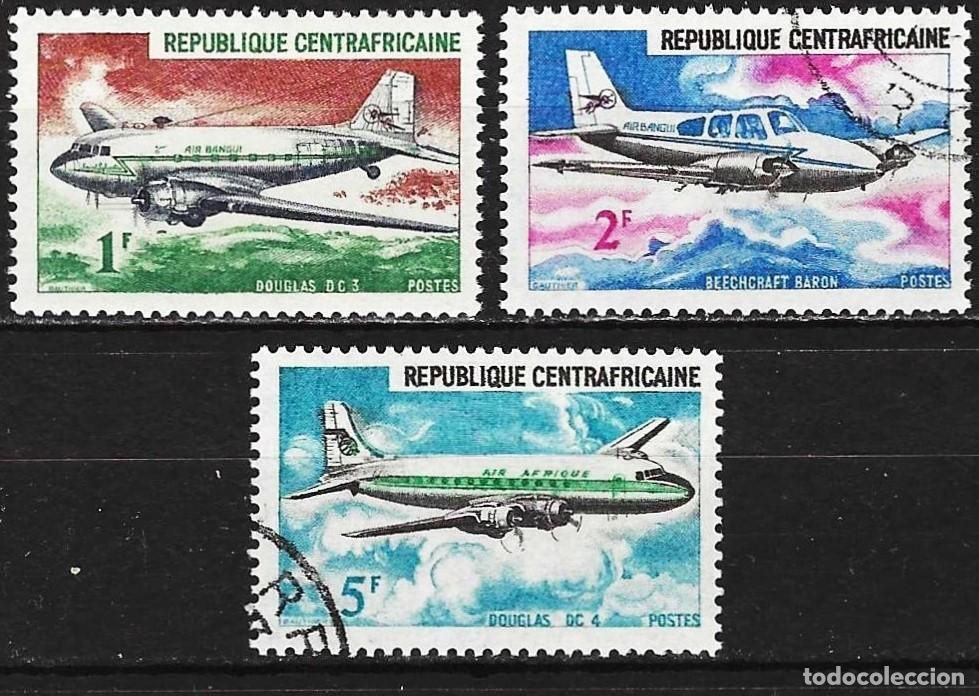 Sellos: Rep. Centroafricana 1967 - Mi 144 a 146 - YT 94 a 96 - Aviones ( Serie completa )