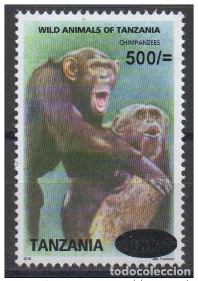 Sellos: &iquest;Tanzania 2010? Animales salvajes: chimpanc&eacute;s monos vida silvestre 500 - 400 Sh RARO MNH **
