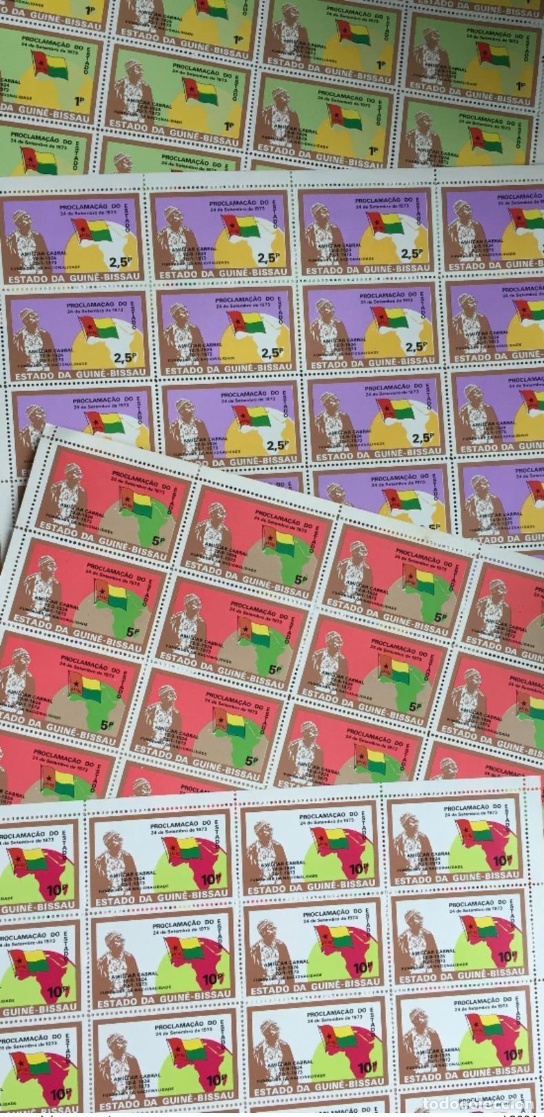 Sellos: Guinea-Bissau 1973 1974 Hojas completas Mi. 345-348 Banderas de la Rep&uacute;blica Pol&iacute;tica Bandera