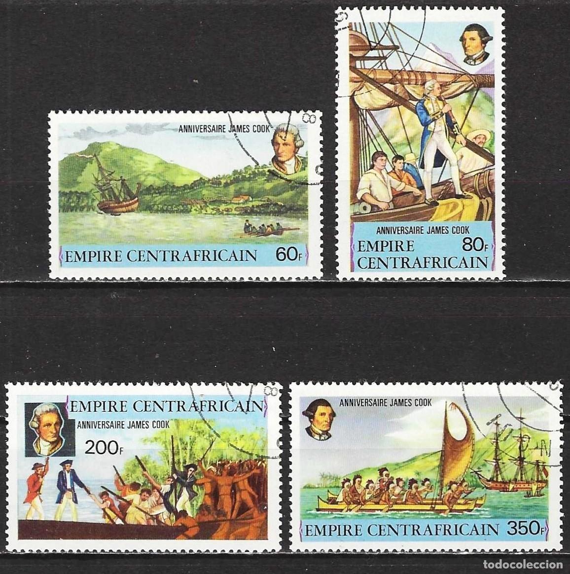 Sellos: Rep. Centroafricana 1978 - Mi 555 a 558 - YT 342 a 345 - James Cook ( Serie Completa )