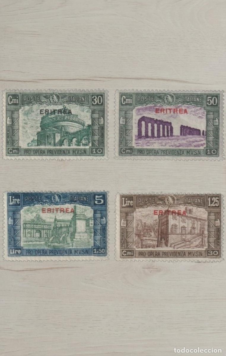 Sellos: Lote 4 Sellos de Eritrea 1933 - Serie Pro Opera Previdenza M.V.S.N. - Nuevos
