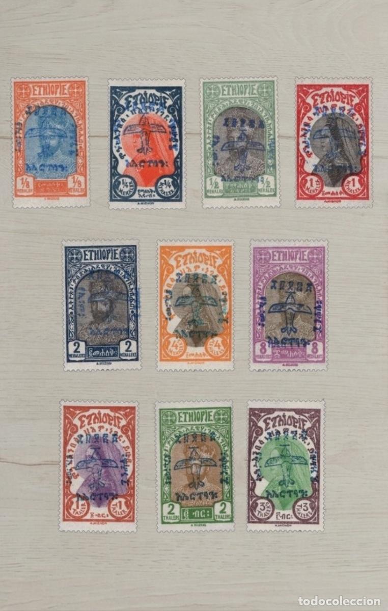 Sellos: Lote 10 Sellos de Etiop&iacute;a 1931 - Serie Correo A&eacute;reo con Sobrecarga Avi&oacute;n - Nuevos