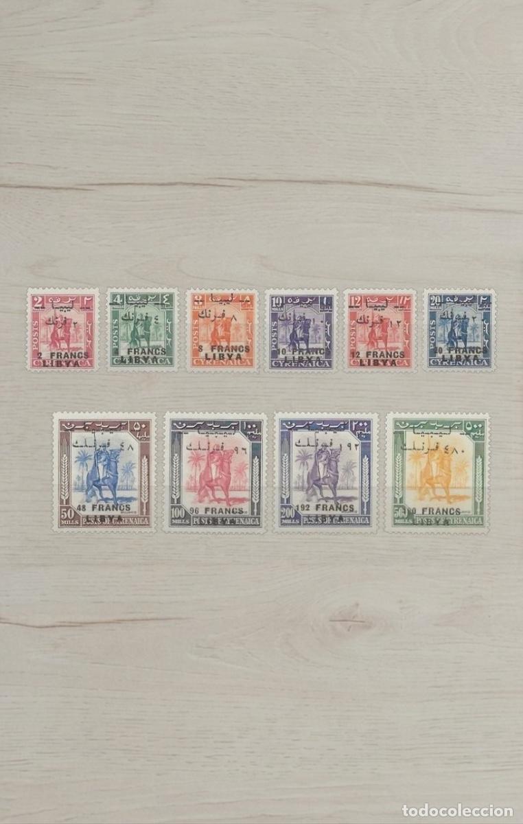 Sellos: Lote 10 Sellos de Cirenaica (Libia) 1950 - Serie Completa del Jinete &Aacute;rabe con Sobrecarga - Nuevos