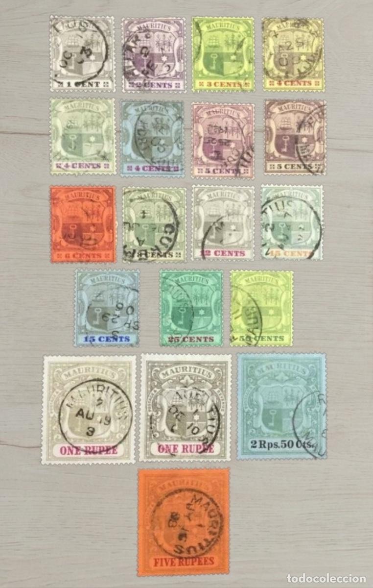 Sellos: Lote 20 Sellos Mauricio Cl&aacute;sicos Escudo De Armas 1895/1904 Usados