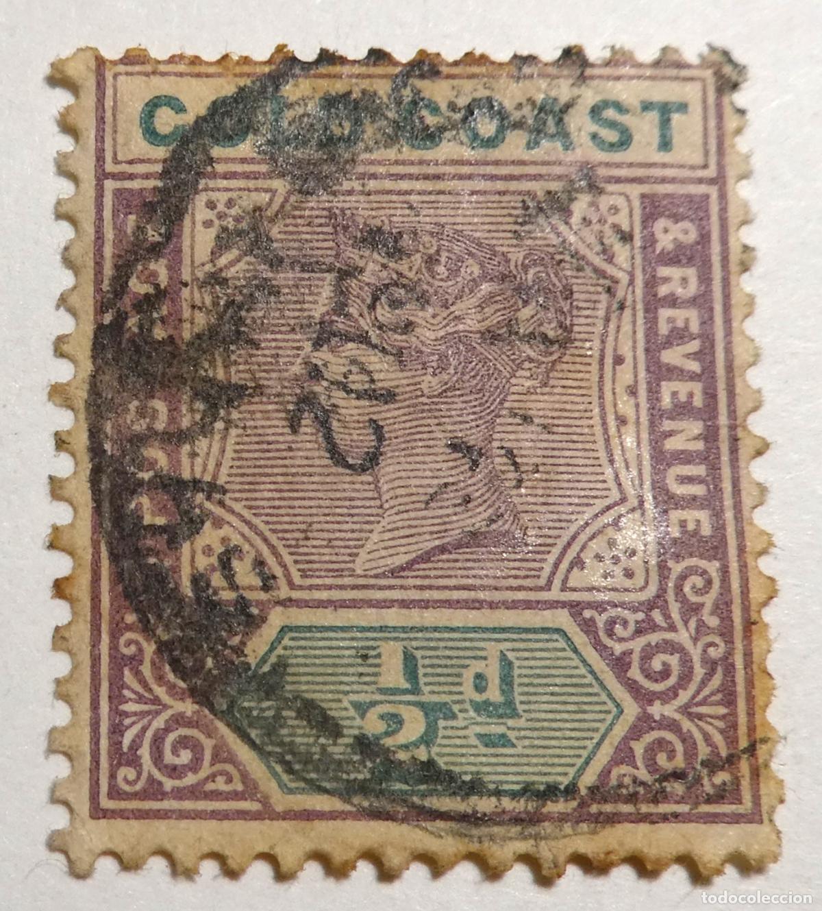 Sellos: Sello postal de Costa de Oro (actual Ghana) 1/2 Penique 1898 Reina Victoria