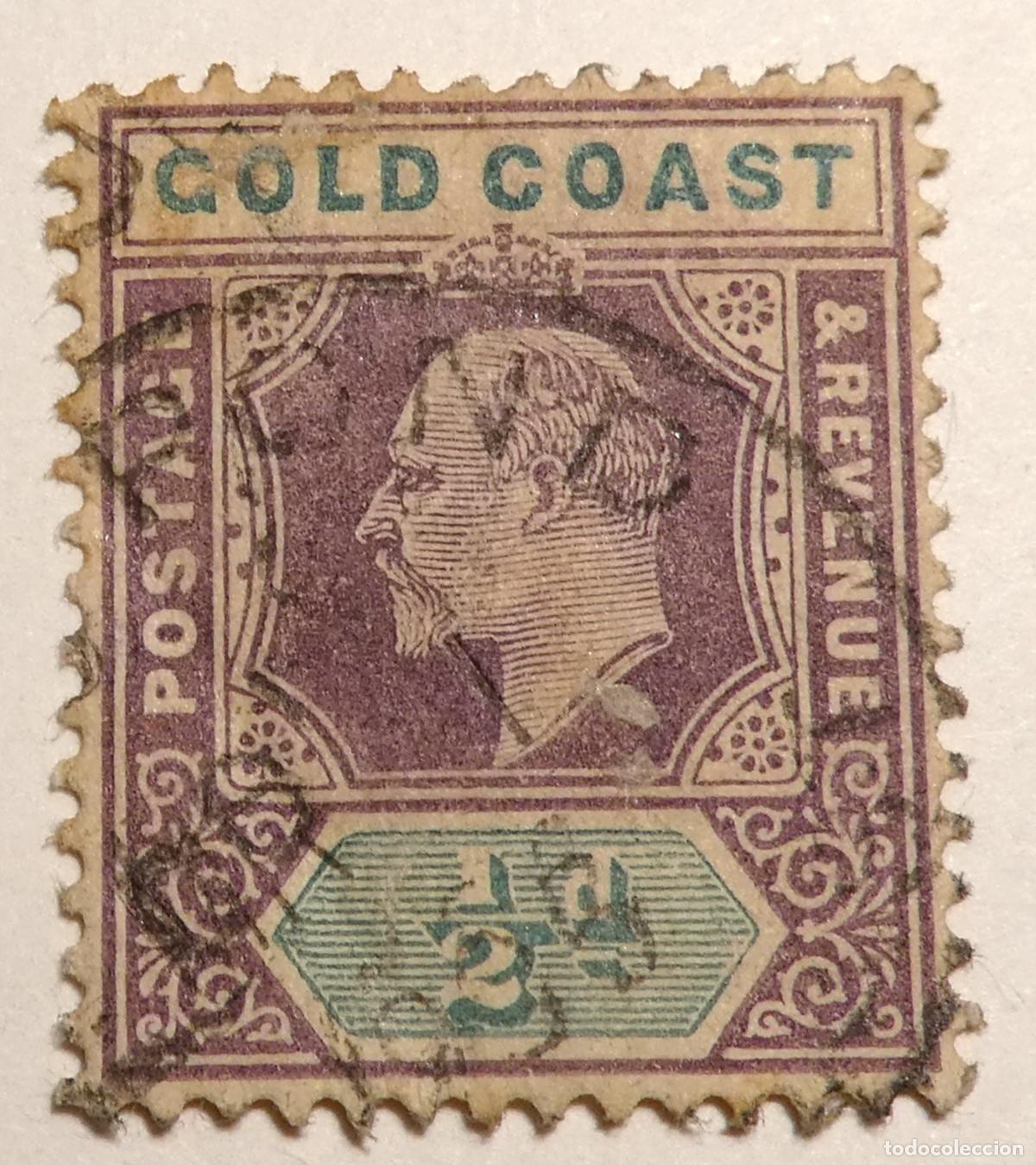 Sellos: Sello postal de Costa de Oro (actual Ghana) 1 Penique 1902 Rey Eduardo VII.