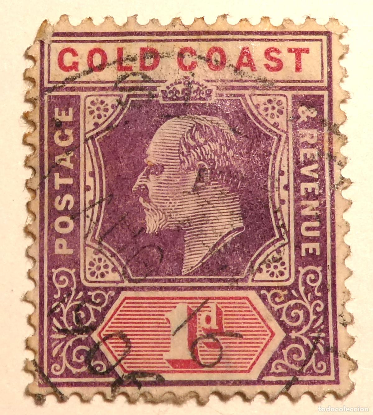 Sellos: Sello postal de Costa de Oro (actual Ghana) 1 Penique 1902 Rey Eduardo VII.