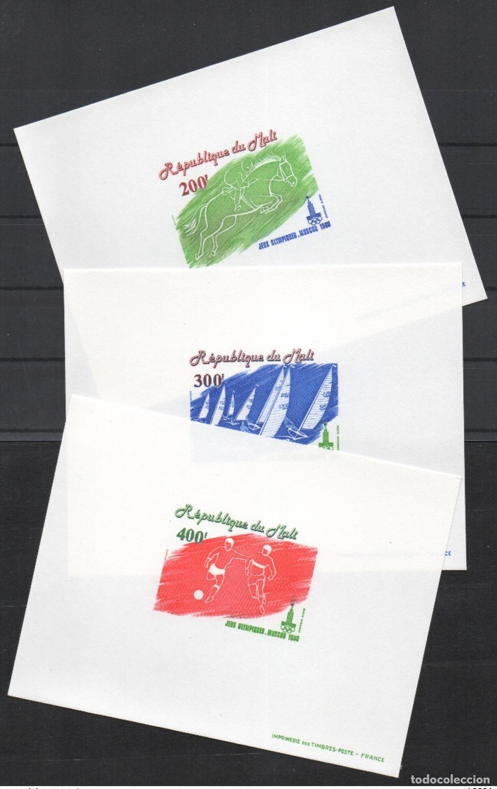 Stamps: Mali 1980 EVENTO DE LUJO Juegos Ol&iacute;mpicos F&uacute;tbol y Vela Mosc&uacute; Mi. 755 - 757