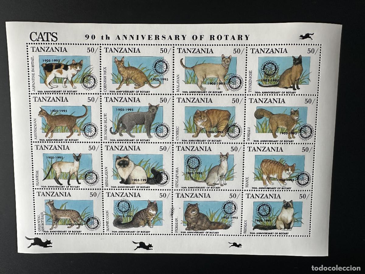 Sellos: Tanzania 1996 Mi. 2562 - 2577 sobrecargado Rotary Club 1995 gato salvaje Katze cat