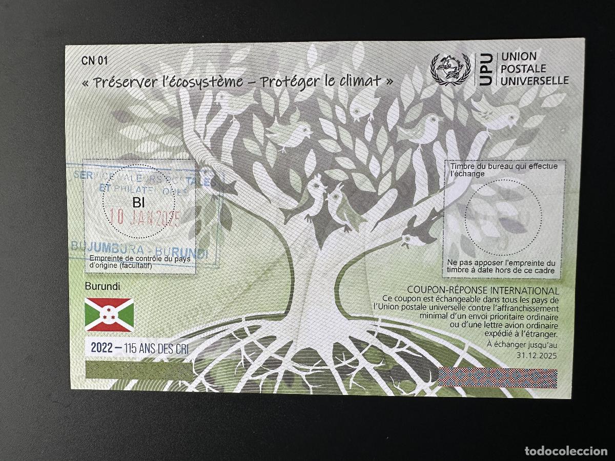 Sellos: Burundi UPU Uni&oacute;n Postal Universal 115 a&ntilde;os CRI Abiy&aacute;n CUP&Oacute;N IRC