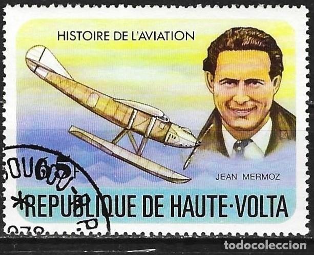 Sellos: Alto Volta 1978 - Mi 706 - YT 449 - Jean Mermoz y su avi&oacute;n