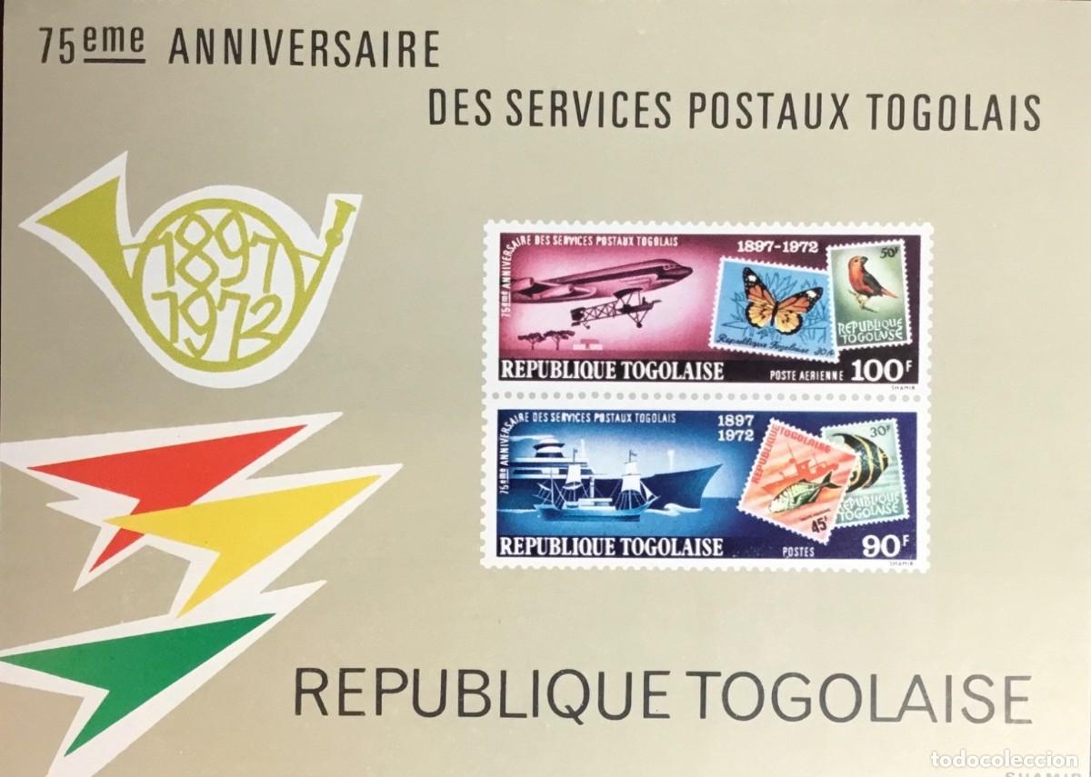 Sellos: TOGO 1972 SHEET MNH ANIVERSARIO DEL SERVICIO POSTAL SELLOS EN SELLOS MARIPOSAS PECES AVES BIRDS