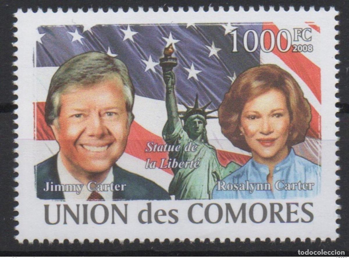 Sellos: Comoras 2008 EE. UU. Jimmy Carter Estatua de la Libertad Mi. I-VI Bl. I No publicado