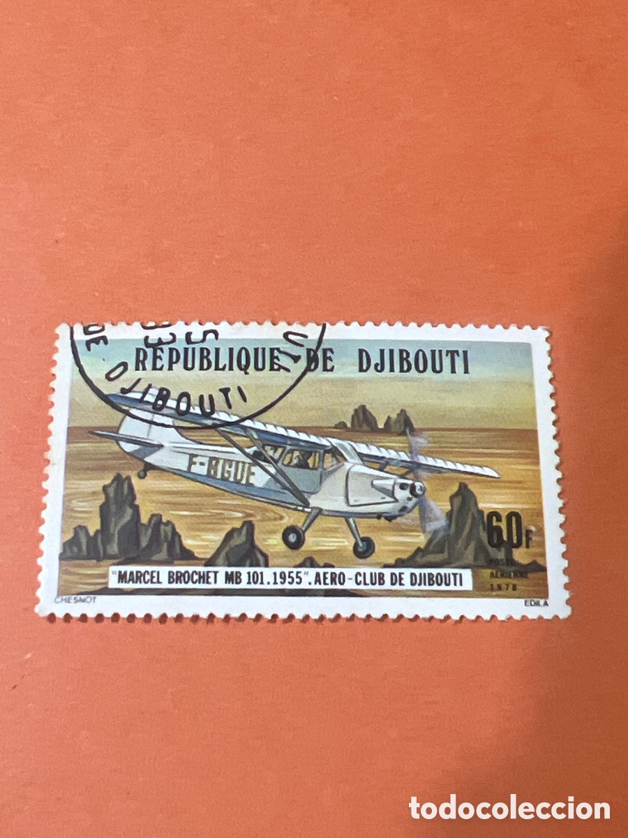 Sellos: S33. SELLO DE AFRICA - Djibouti Africa Aviation History Plane over Rocks stamp 1955