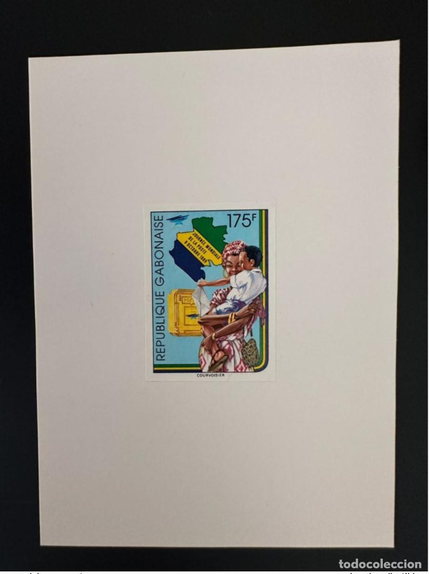 Sellos: Gab&oacute;n 1989 Mi. 1051 evento de lujo tarjeta postal del D&iacute;a Mundial bandera