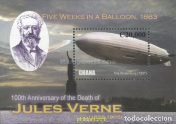 Sellos: 779631 MNH GHANA 2006 CENTENARIO DE LA MUERTE DEL ESCRITOR JULIO VERNE, 1828 - 1905 (2005)