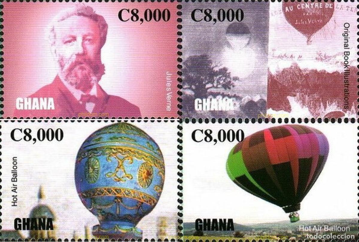 Sellos: 779628 MNH GHANA 2006 CENTENARIO DE LA MUERTE DEL ESCRITOR JULIO VERNE, 1828 - 1905 (2005)