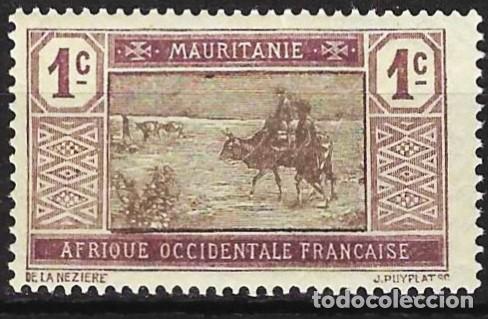 Sellos: Mauritania 1913 - Mi 17 - YT 17 - Traves&iacute;a por el desierto en camello - MNH**