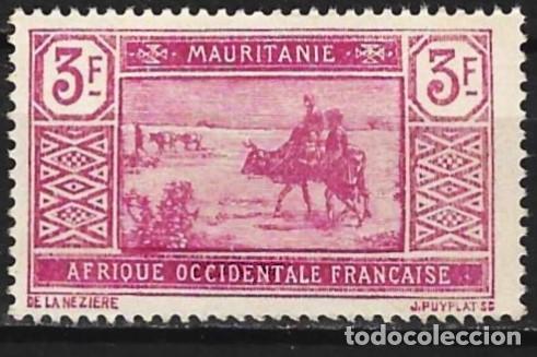 Sellos: Mauritania 1930 - Mi 65 - YT 61 - Traves&iacute;a por el desierto en camello - MNG