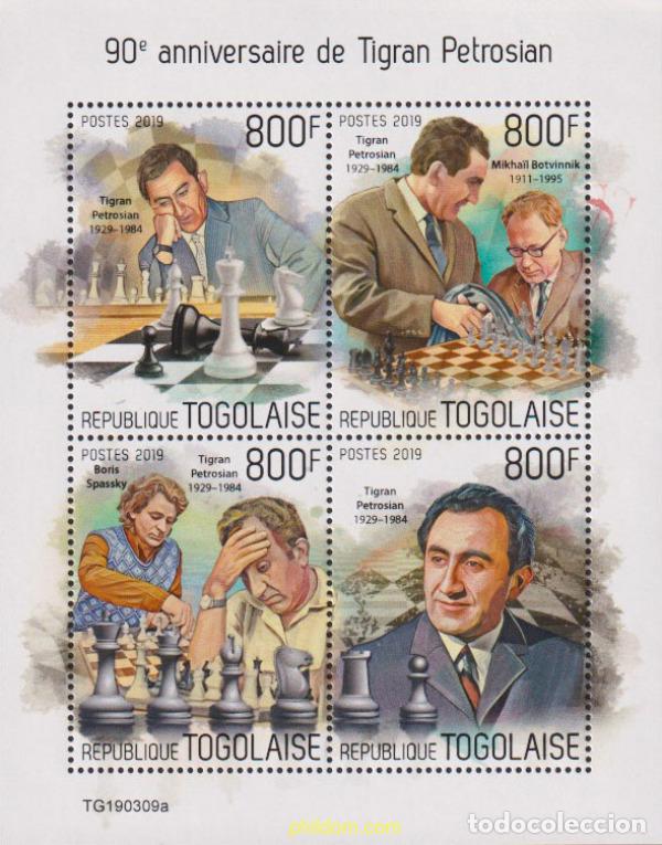 Sellos: 616269 MNH TOGO 2019 90 ANIVERSARIO DE TIGRAN PETROSIAN