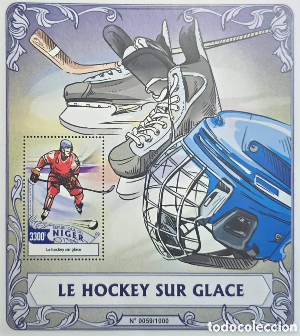 Sellos: CA)2016. Niger (R&eacute;publique du Niger). Theme block on ice hockey (Le hockey sur glace).