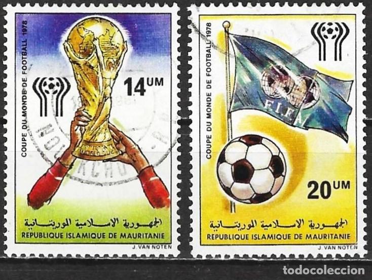 Sellos: Mauritania 1978 - Mi 604 y 605 - YT 393 y 394 - Copa del mundo de futb&oacute;l en Argentina