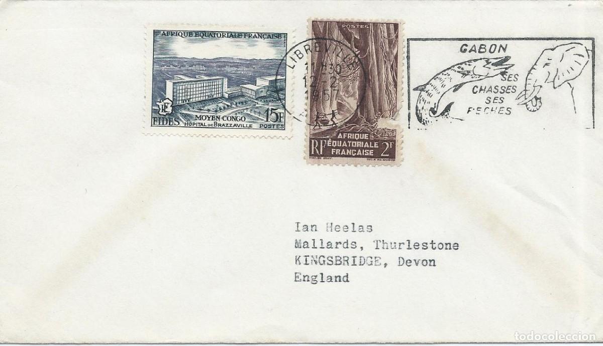 Sellos: 1957. AFRICA ECUATORIAL FRANCESA. RODILLO/SLOGAN. GABON, CAZA, PESCA. HUNTING. FISHING. NATURALEZA.