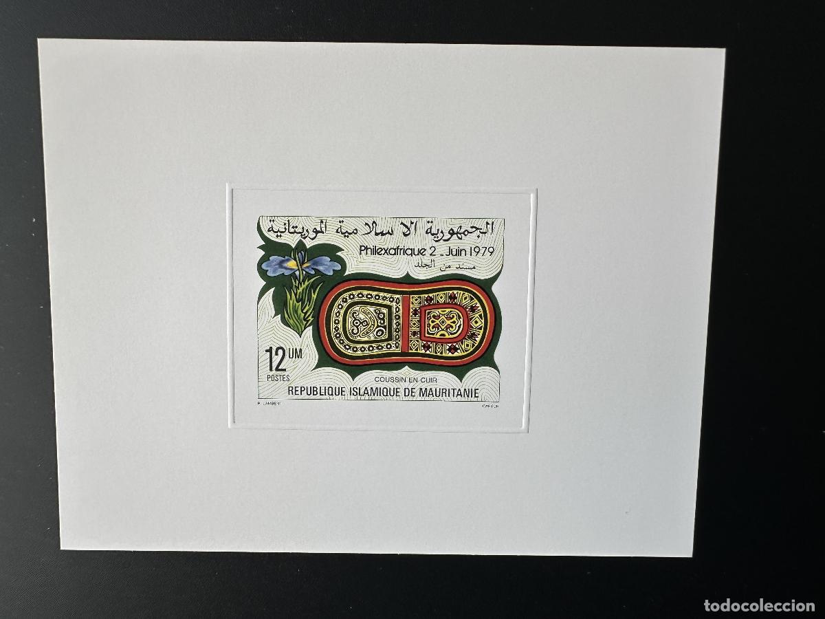 Sellos: Coj&iacute;n de piel artesanal Philexafrica Mauritania 1979 Mi. 641 a prueba lujo