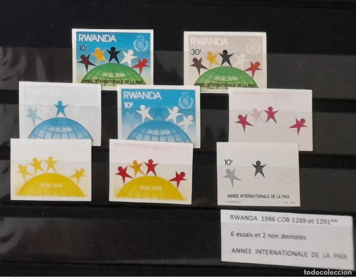 Sellos: Ruanda 1986 COB 1289 - 1292 Ensayos en color IMPERF ND Year Paz Navidad
