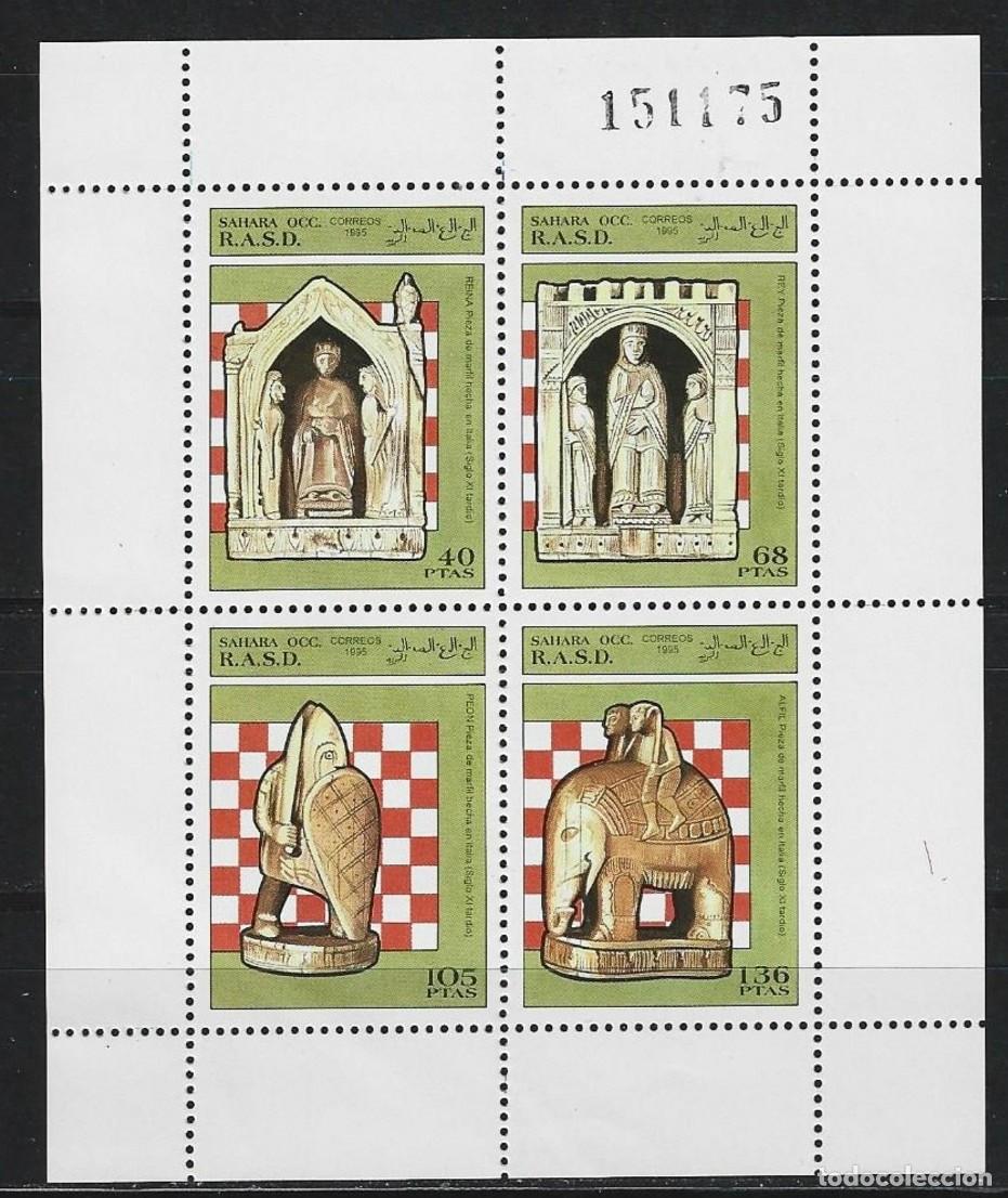 Sellos: SAHARA RASD 1995 SHEET MNH PIEZAS DE AJEDREZ DE LEWIS CHESS SCHACH XADREZ ECHECS SCACCHI