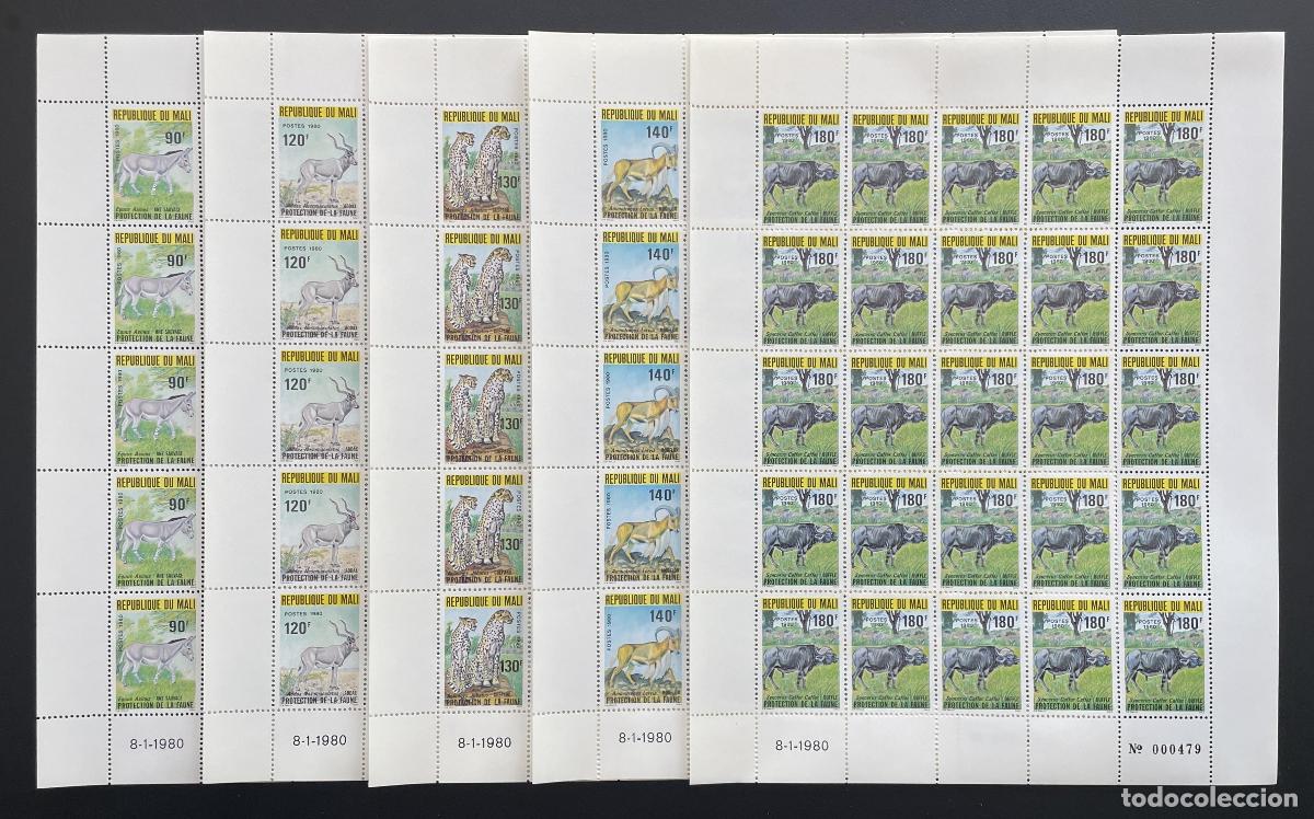 Briefmarken: Mali 1980 YT 359-363 bloque protecci&oacute;n fauna asno guepardo b&uacute;falo