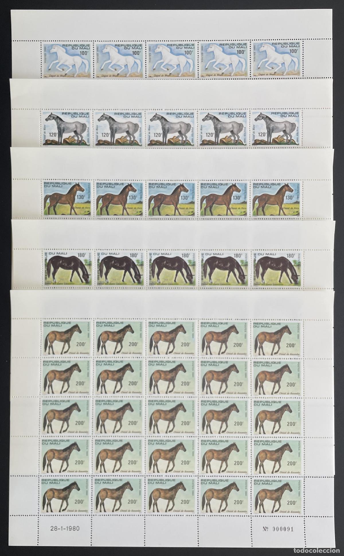 Briefmarken: Mali 1980 YT 364-368 caballos razas Berberisco Sahel &eacute;quidos fauna