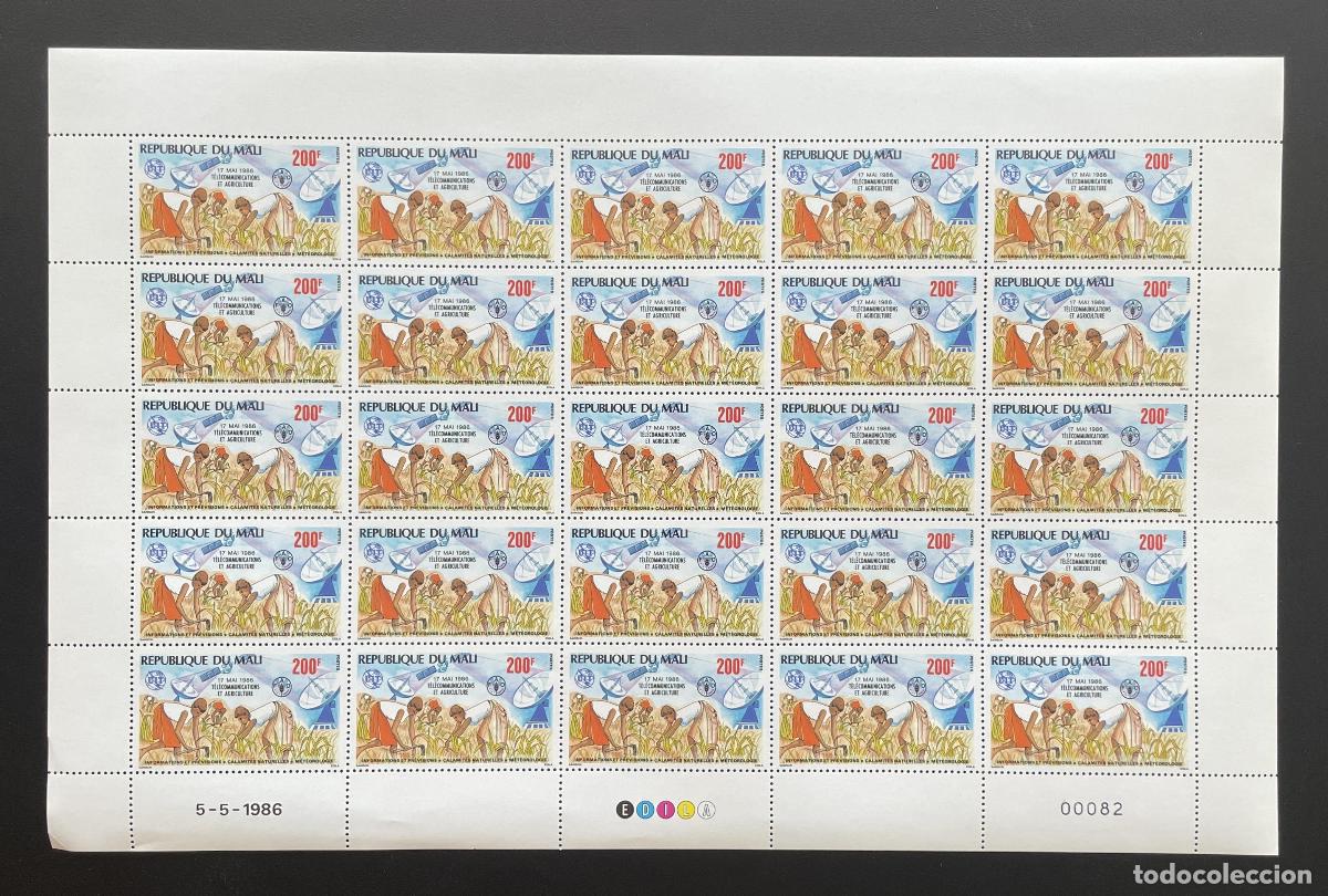 Sellos: Mali 1986 YT 534 panel telecomunicaciones agricultura UIT sat&eacute;lite