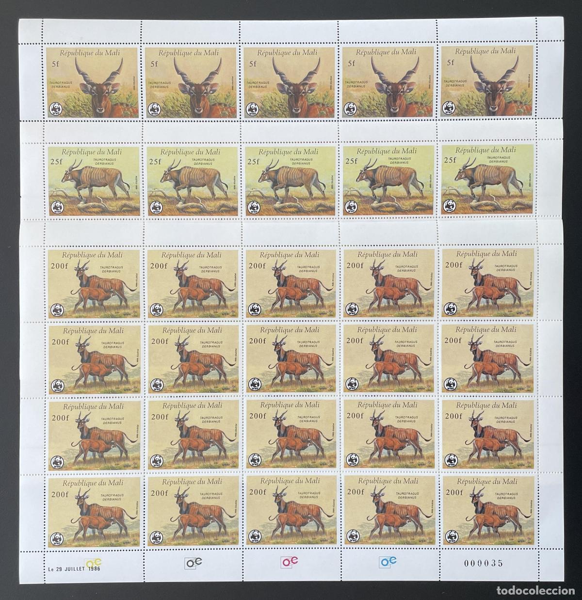 Sellos: Mali 1986 YT 538 540 541 WWF Elan de Derby Taurotragus derbianus fauna