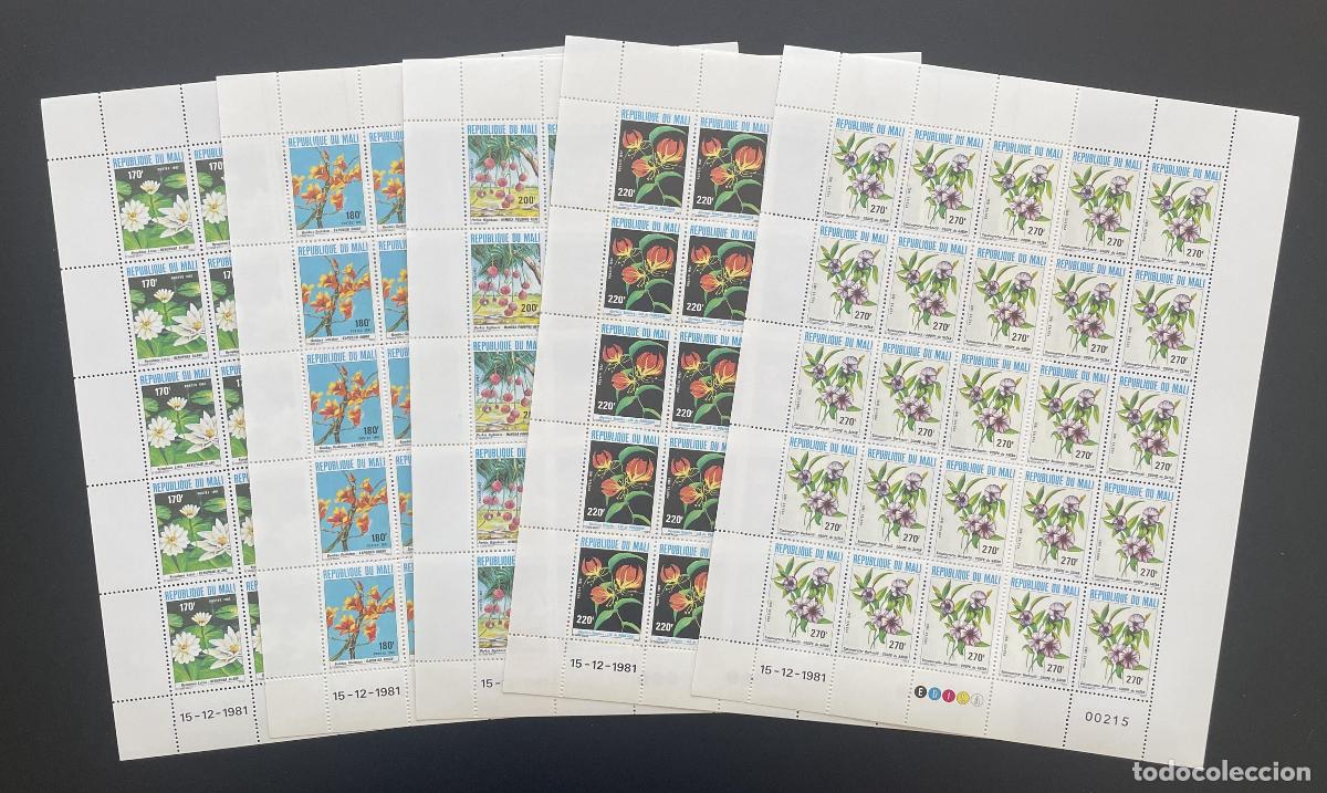 Francobolli: Mali 1982 YT 441-445 flores nen&uacute;far lirio gloriosa orqu&iacute;dea flora