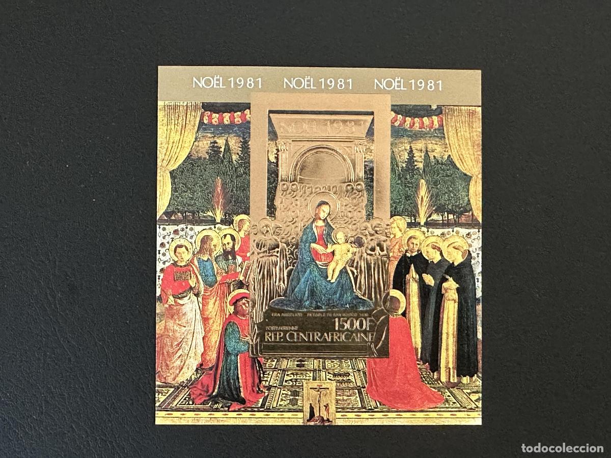 Sellos: Centroafricana 1981 Mi. Bl. 162B ND Navidad Fra Angelico Virgen Ni&ntilde;o oro
