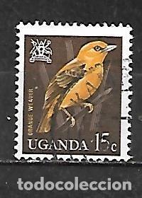 Sellos: 1965: UGANDA P&aacute;jaros - Tejedor anaranjado (usado)