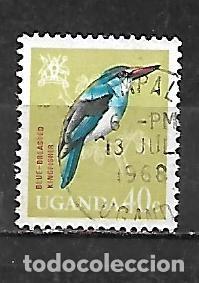 Sellos: 1965: UGANDA P&aacute;jaros - Alci&oacute;n pechiazul (usado)