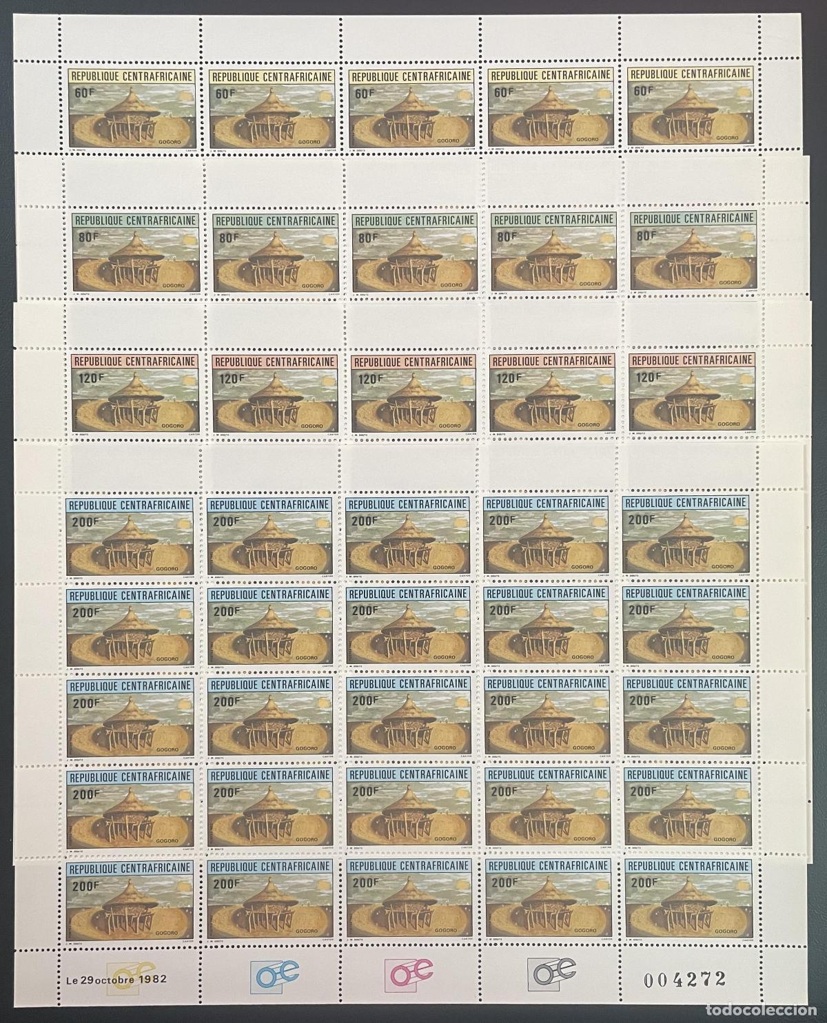 Sellos: Central African 1982 YT 544-547 hoja de tabl&oacute;n ancestral granero Gogoro