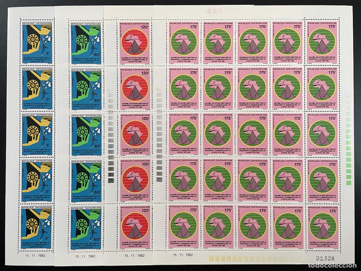 Sellos: Rep&uacute;blica Centroafricana 1983 YT 560-563 tabl&oacute;n Comunicaciones de transporte las Naciones Unidas