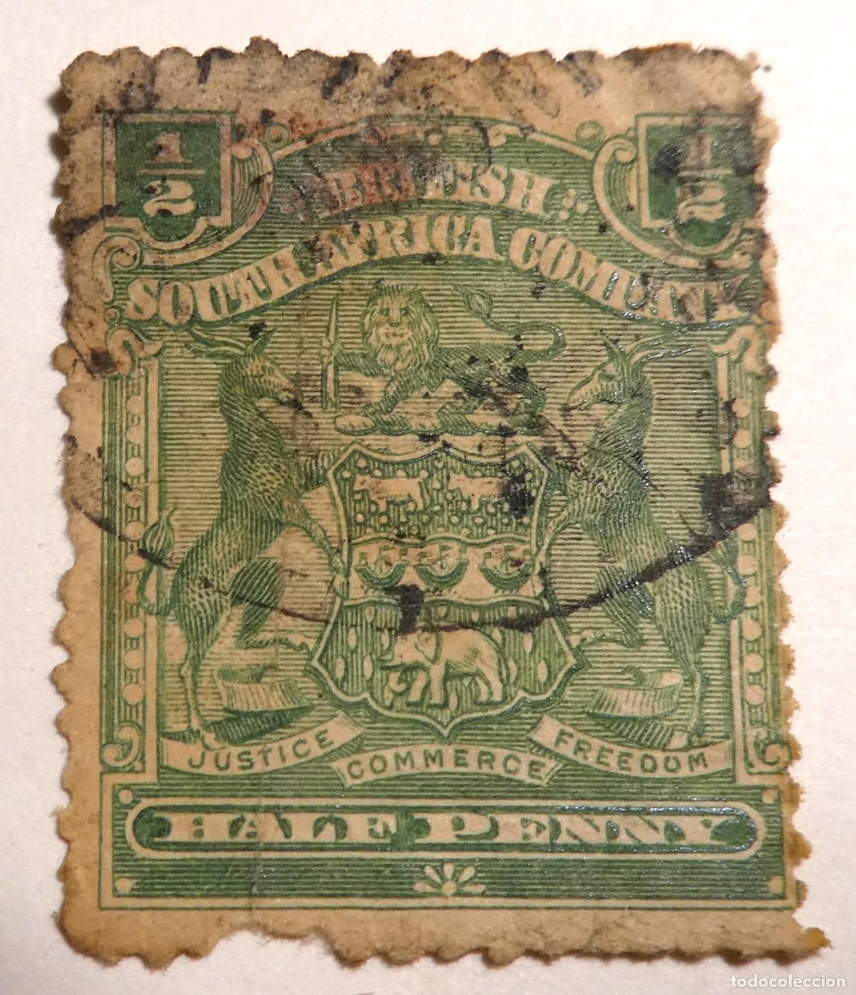 Sellos: Sello postal de British South Africa Company, medio penique (1/2d) 1898 para la regi&oacute;n de Rodesia