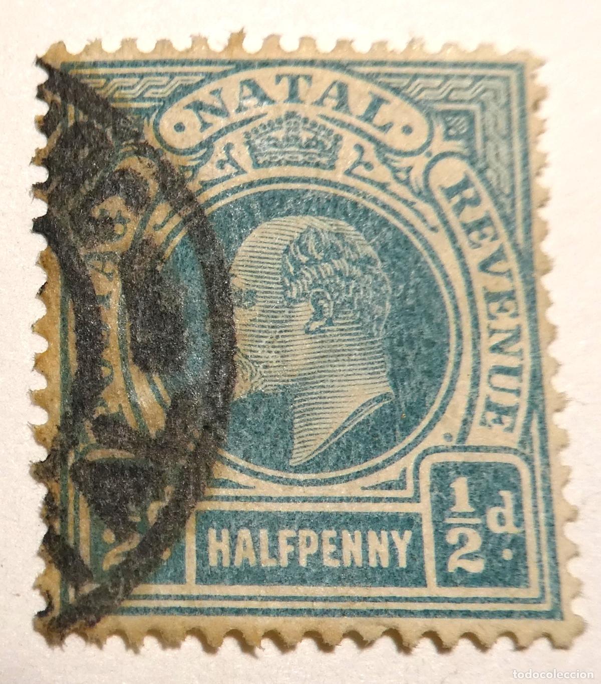 Sellos: Sello postal colonia brit&aacute;nica de Natal ,Eduardo VII 1/2d (medio penny) 1902