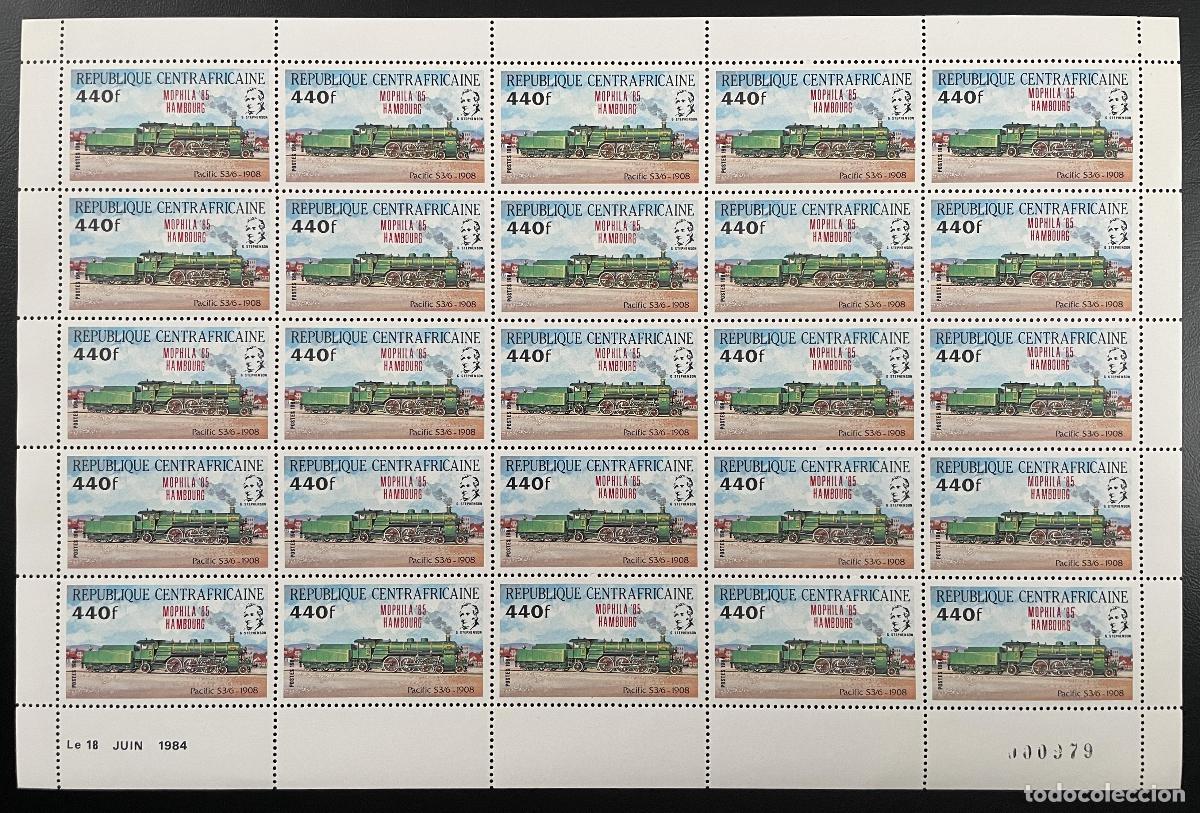 Stamps: Locomotora centroafricana 1985 YT 654 sobrecargada de tren tabl&oacute;n Pacific Mophila