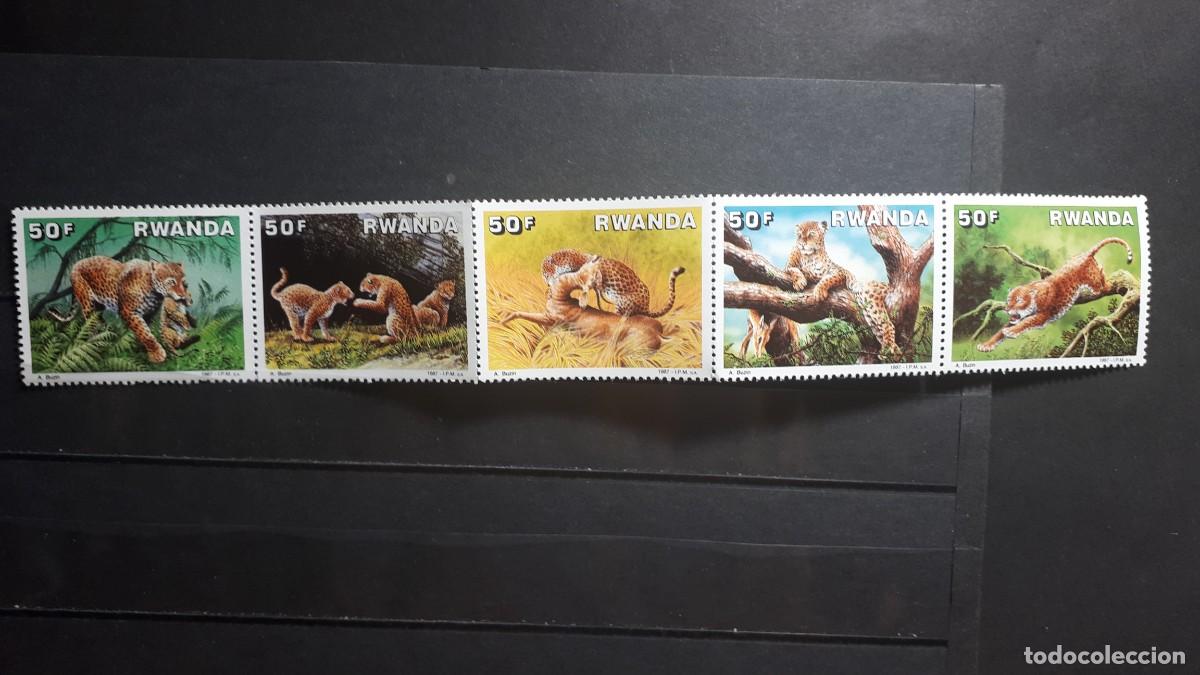 Sellos: RUANDA. FAUNA. A&Ntilde;O 1987. **. EDIFIL 1246/50